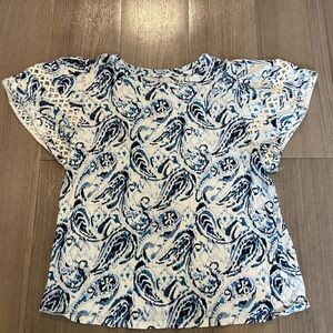 Cupio Blue and White Paisley Blouse
